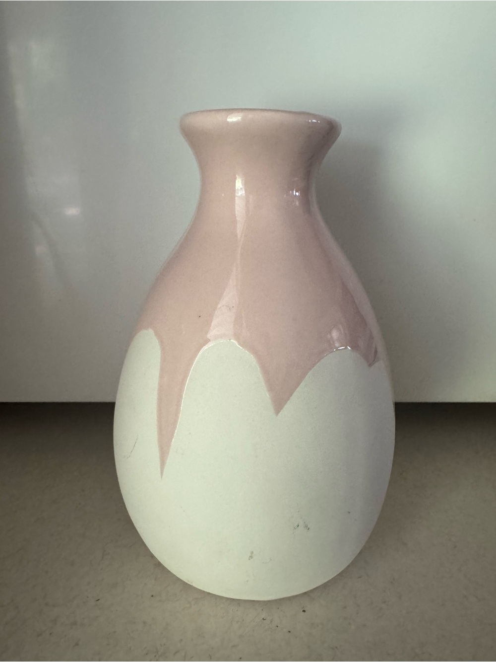Two-Tone Pink and White Ceramic Bud Vase
